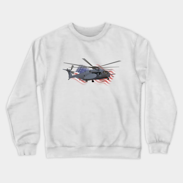 Patriotic Military MH-53 Helicopter Crewneck Sweatshirt by NorseTech